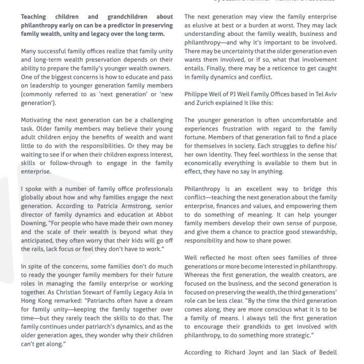 Involving the Next Generation Opportunities for Family Offices
